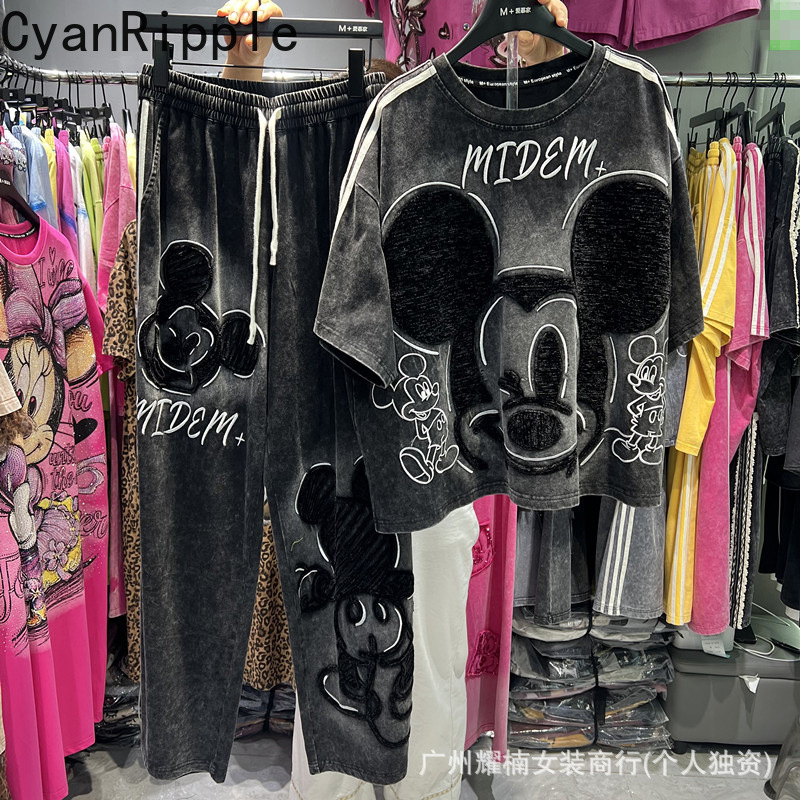 Embroidery Uniforms - American Style Women Two-piece Set Cartoon