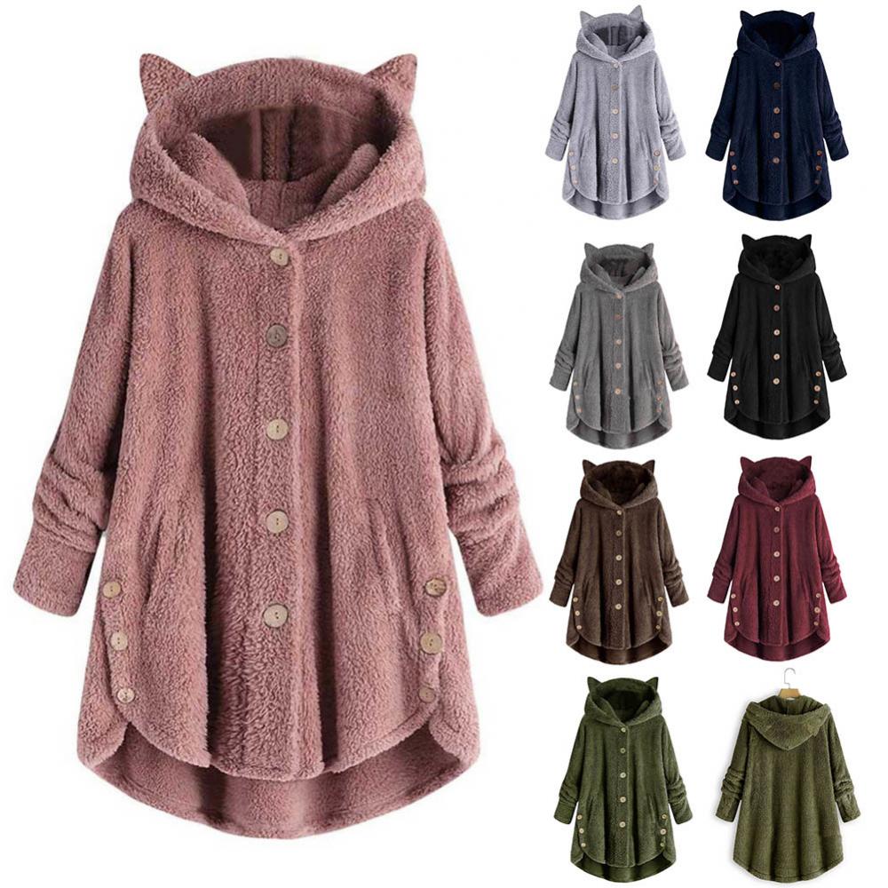 Embroidery Zip Up Hoodie - Cat's Ears Women Hoodie Plus Warm