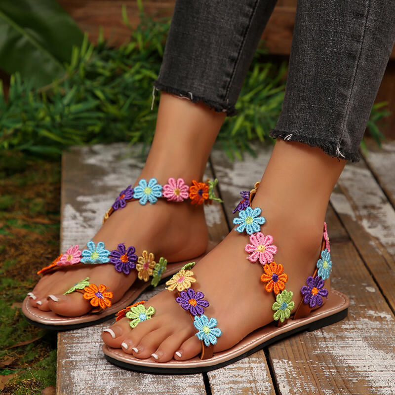 Embroidery Handicraft - Bohemian Embroidery Flower Designer Sandals Women