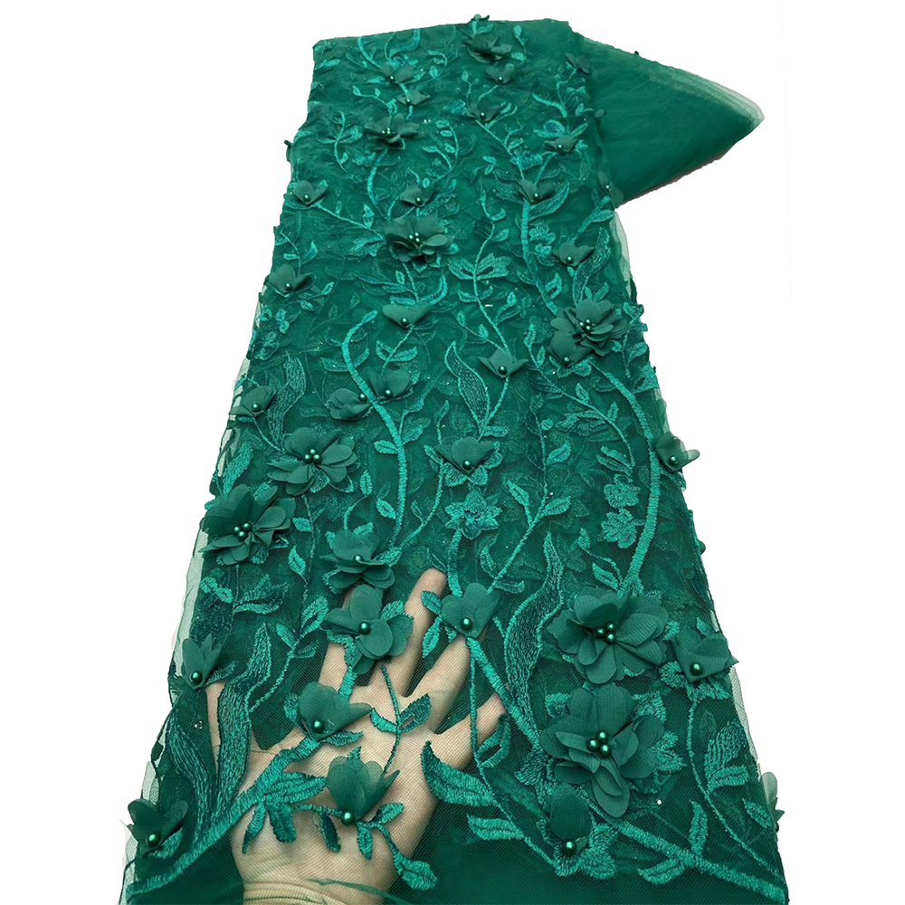 Embroidery Ai - 2025 Green 3d Lace Flower Embroidery