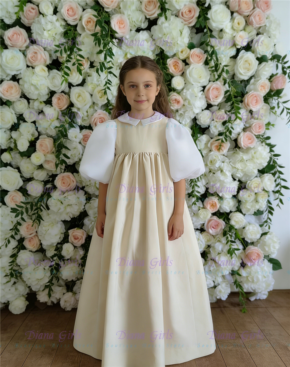 Embroidery Design Love - Quality Lovely Flower Girl Dress Champagne