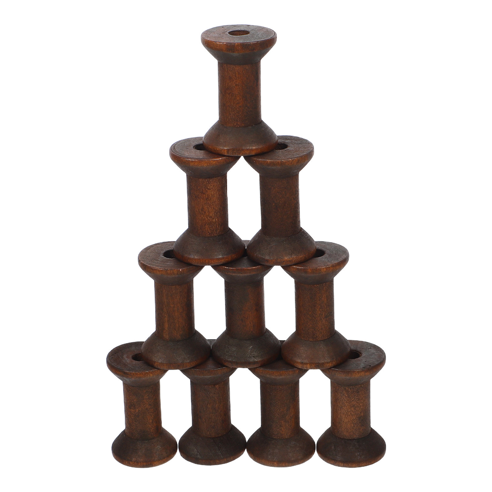 Embroidery Diy - 10Pcs Handcrafted Wooden Spools Unique Grain