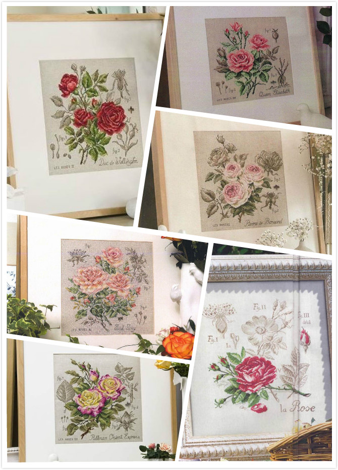 Embroidery Tas - Dfea-Flower Series Rose Cross Stitch Sets,