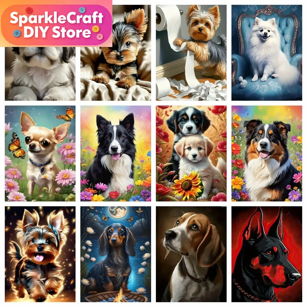 Embroidery Wall Art - 1pc frameless Diamond Art Painting Dog