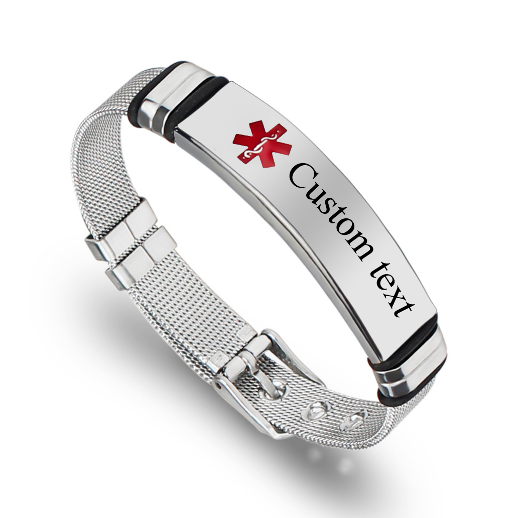 Embroidery Charm - Punk SOS Medical Custom Text Bracelets