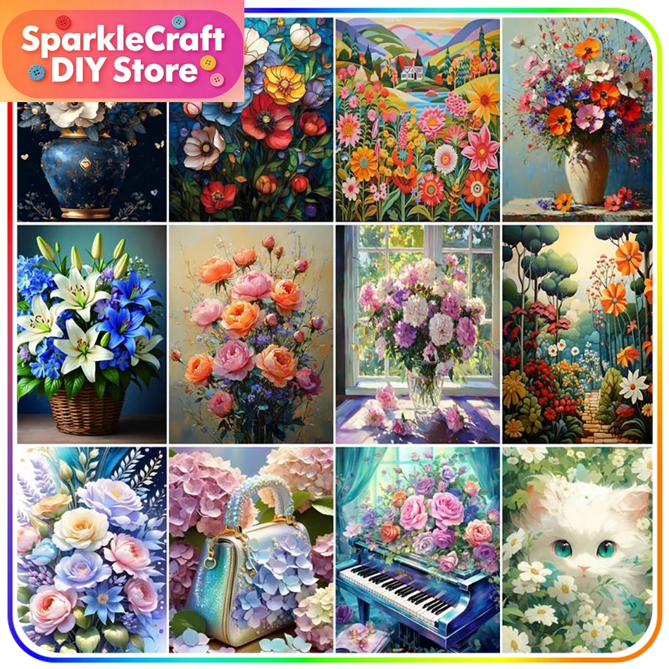 Embroidery Handicraft - 1pc frameless Diamond Painting Kits Flowers