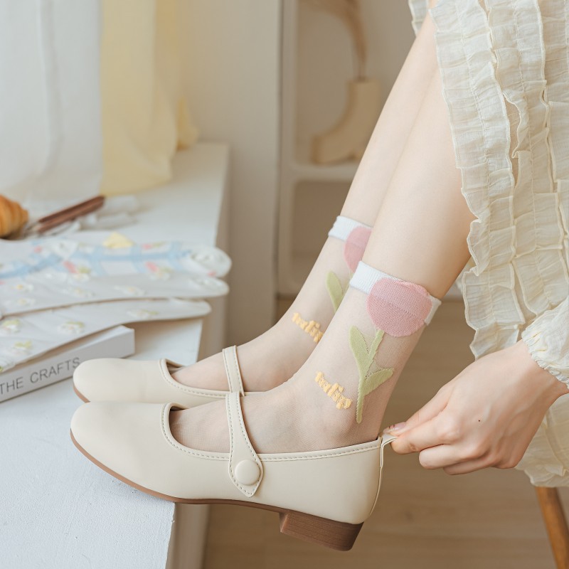 Summer Ultra-thin Transparent  - Embroidery On Socks 리뷰 및 가격