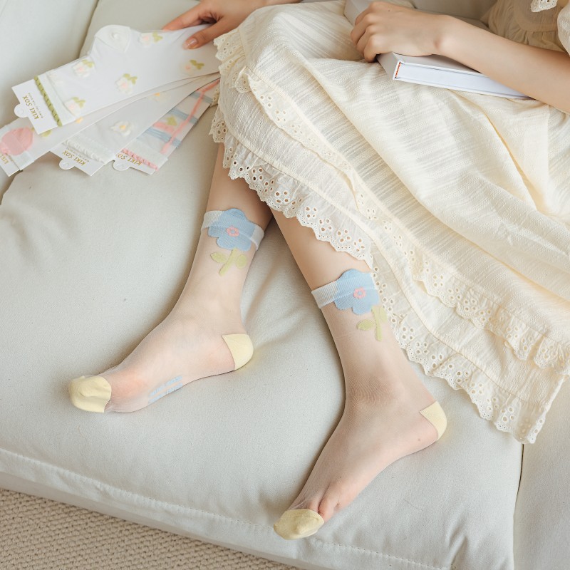 Summer Ultra-thin Transparent  - Embroidery On Socks 리뷰 및 가격
