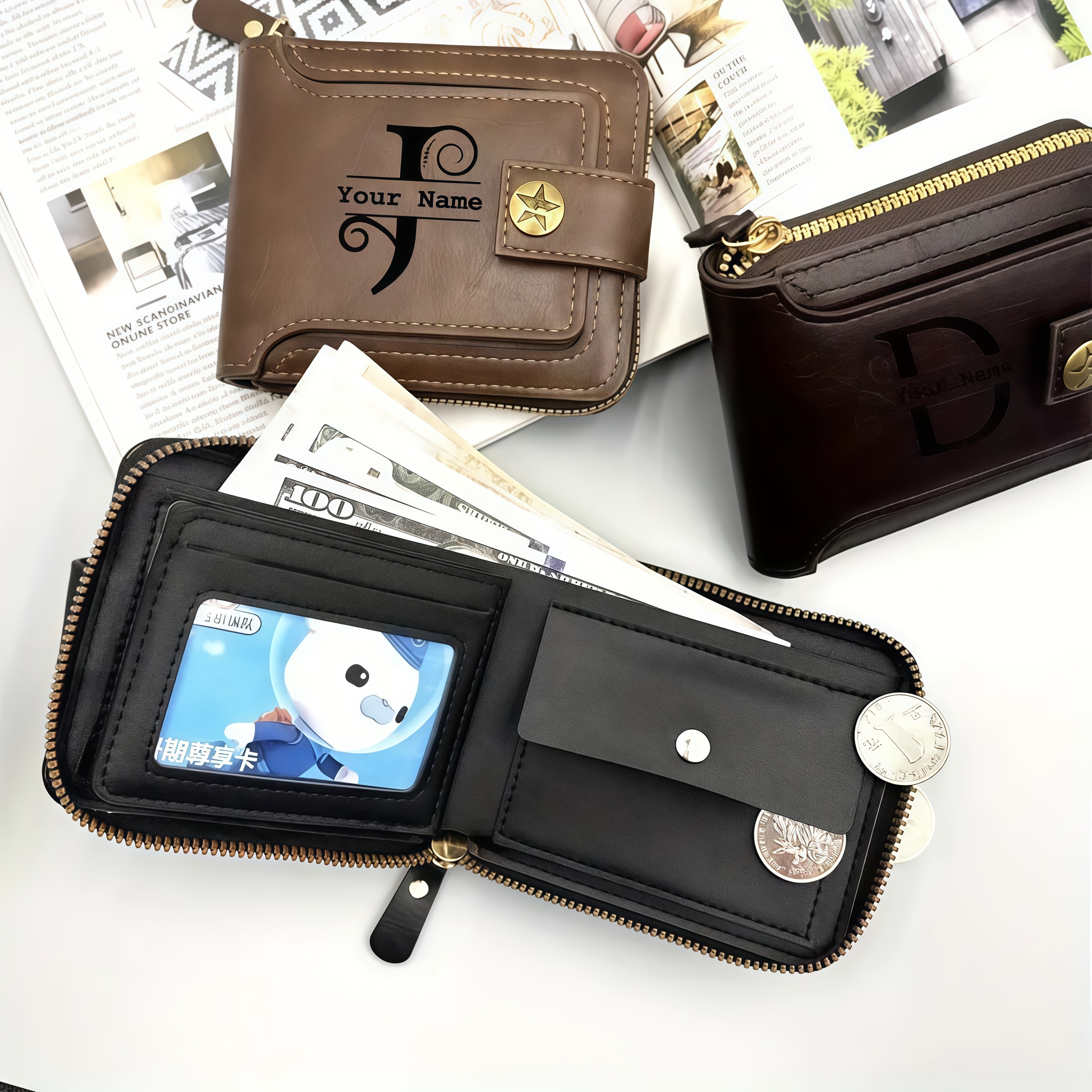 Customized Men's Name Wallet G - Embroidery Alphabet 리뷰 및 가격