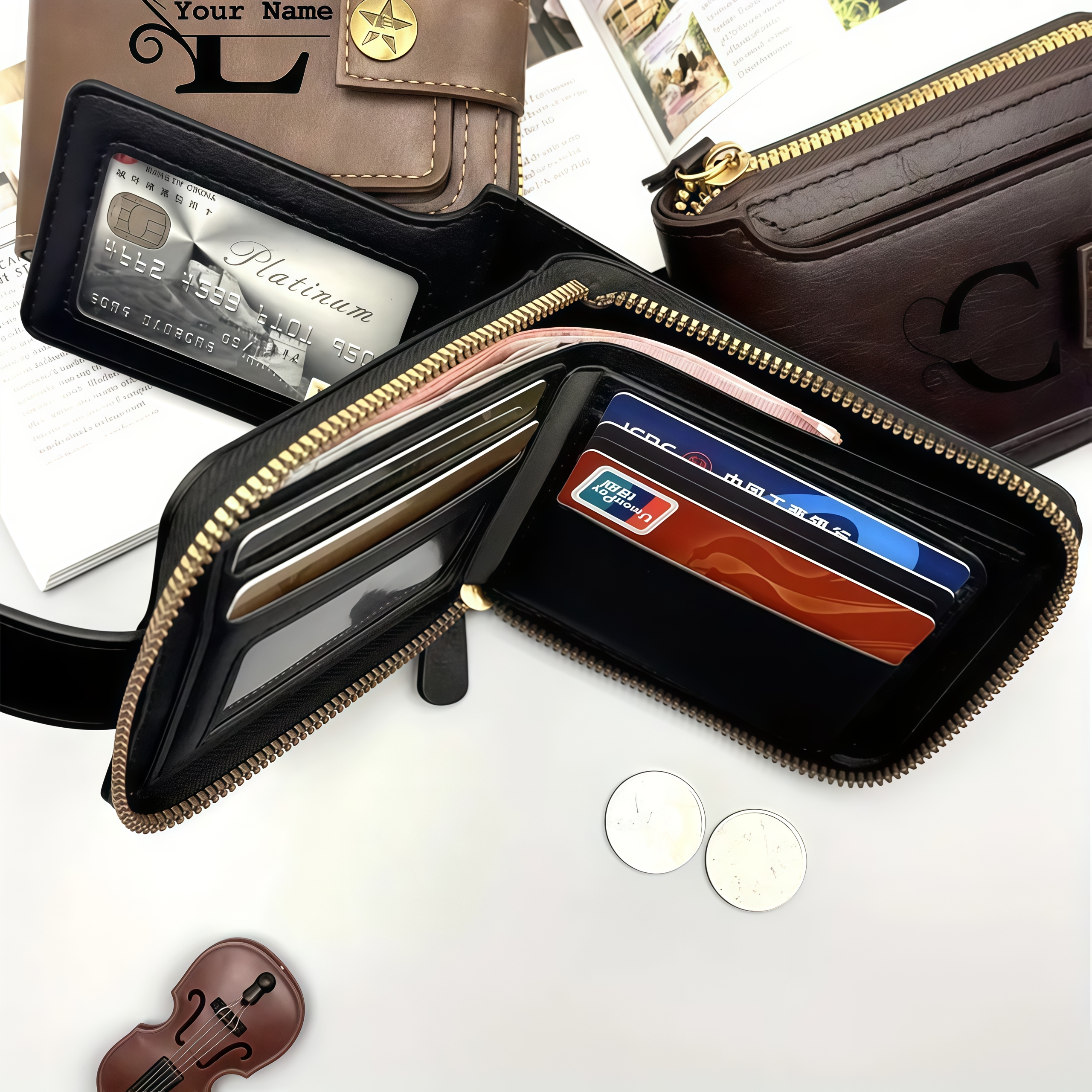 Customized Men's Name Wallet G - Embroidery Alphabet 리뷰 및 가격