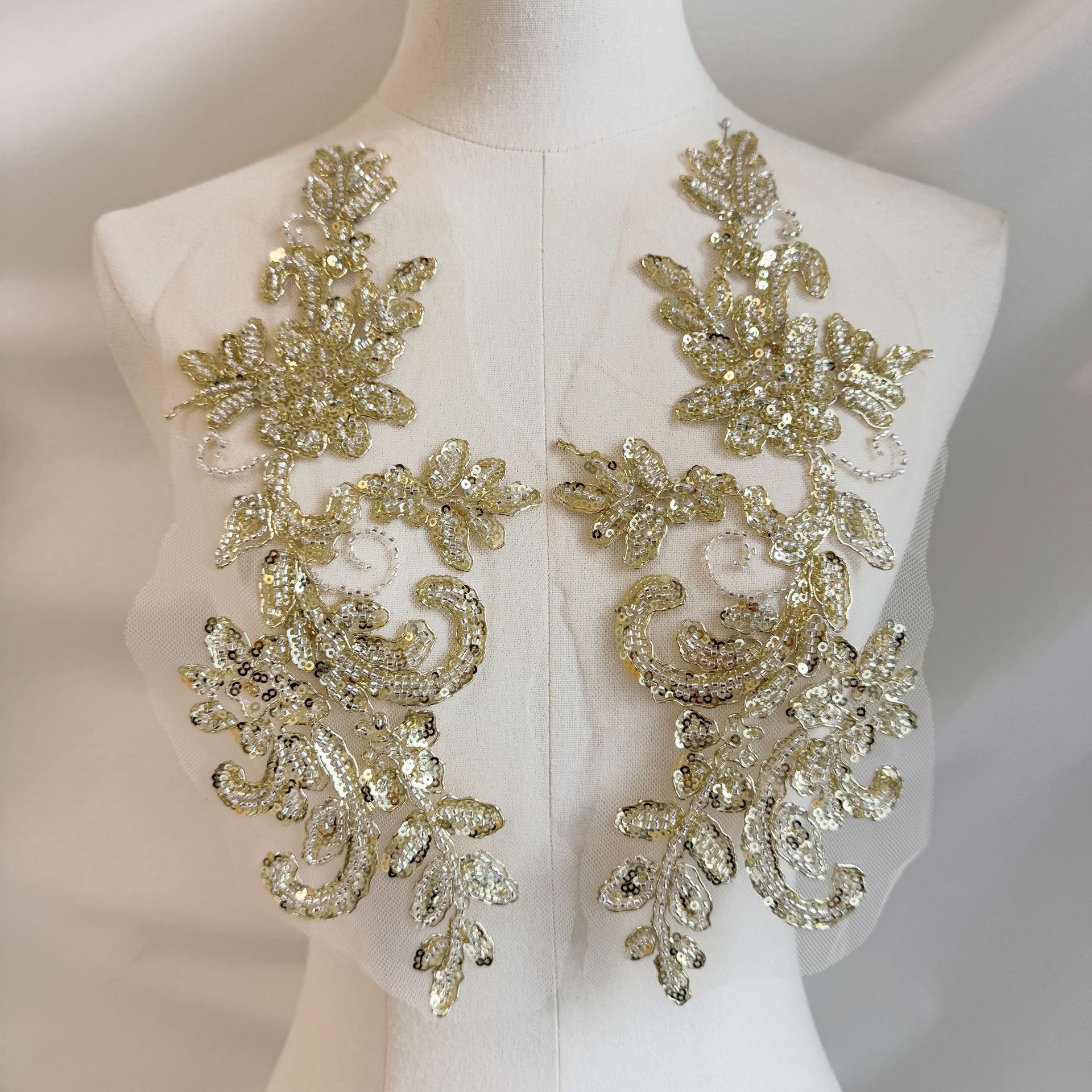 Champagne gold beaded flower s - Embroidery Gold 리뷰 및 가격