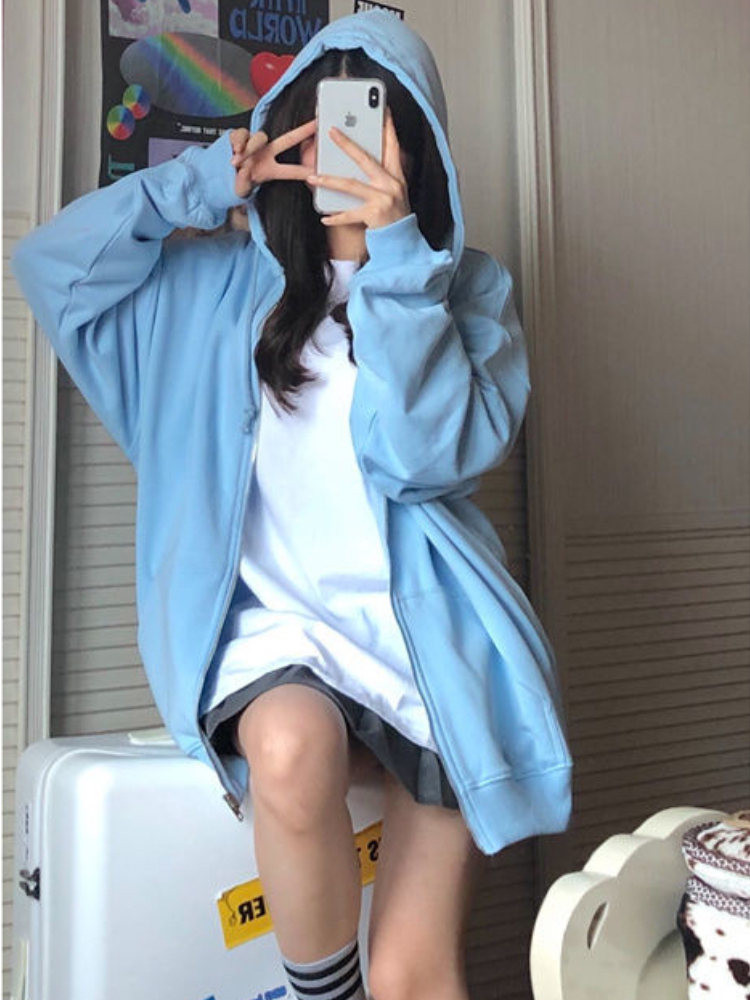 Oversized Hooded Sweatshirts K - Embroidery Zip Up Hoodie 리뷰 및 가격
