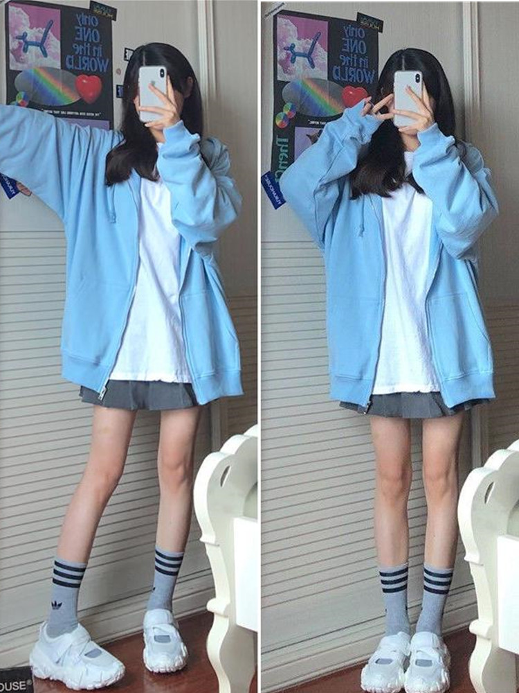 Oversized Hooded Sweatshirts K - Embroidery Zip Up Hoodie 리뷰 및 가격