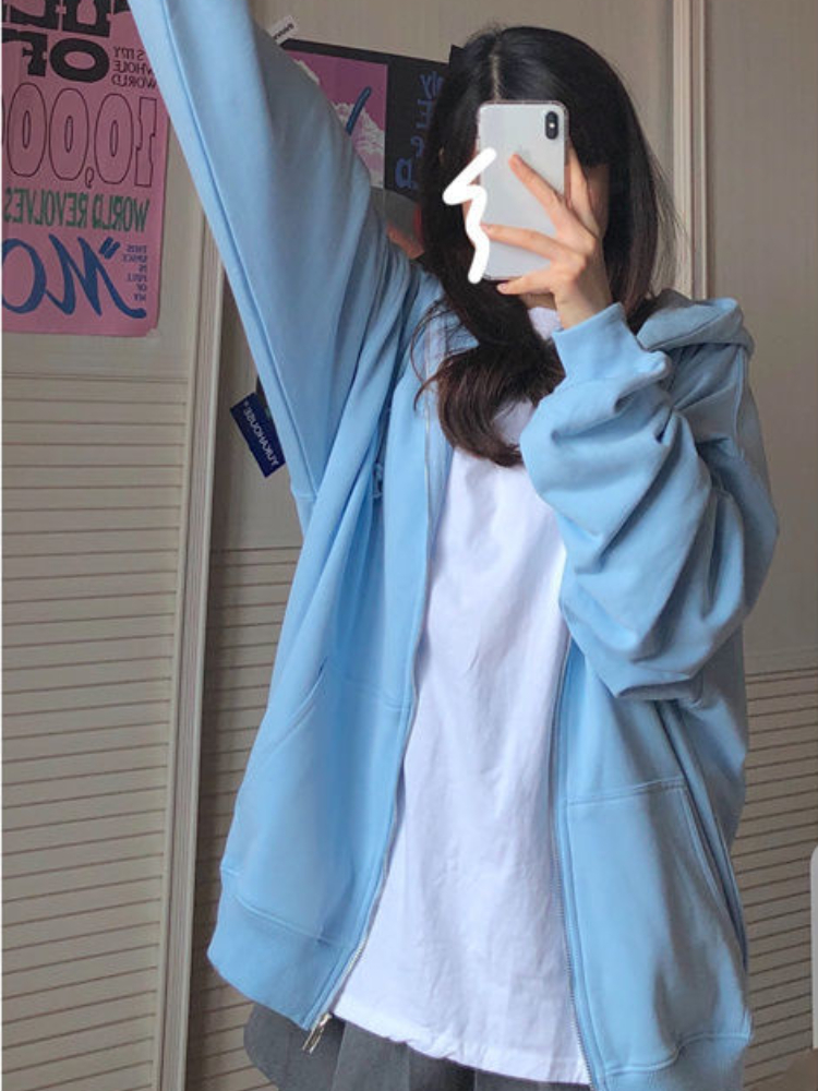Oversized Hooded Sweatshirts K - Embroidery Zip Up Hoodie 리뷰 및 가격