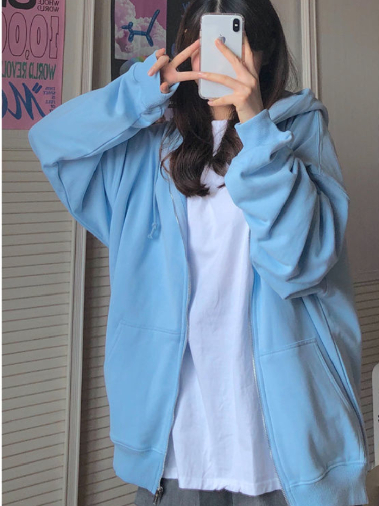 Oversized Hooded Sweatshirts K - Embroidery Zip Up Hoodie 리뷰 및 가격