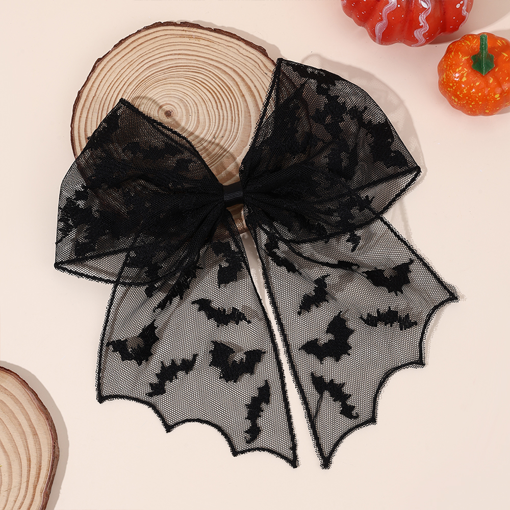 Halloween Bat Bow Hair Clips B - Embroidery Gothic 리뷰 및 가격