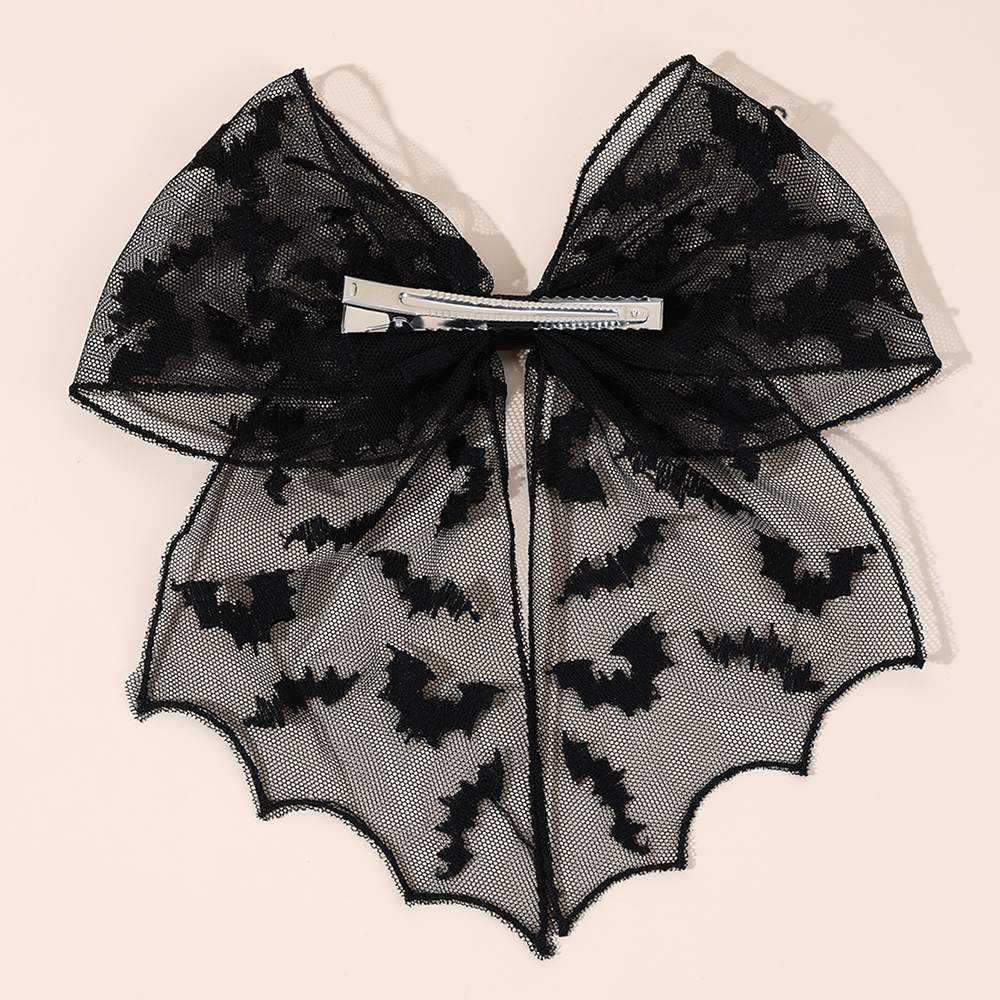 Halloween Bat Bow Hair Clips B - Embroidery Gothic 리뷰 및 가격