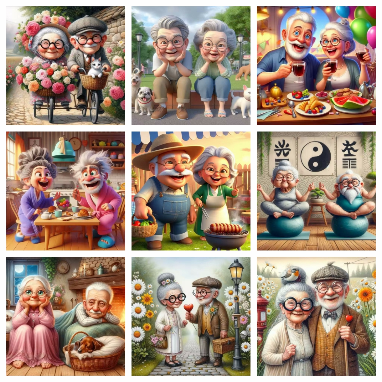 Cartoon Happy Old Couple 5D Fu - Embroidery Handicraft 리뷰 및 가격
