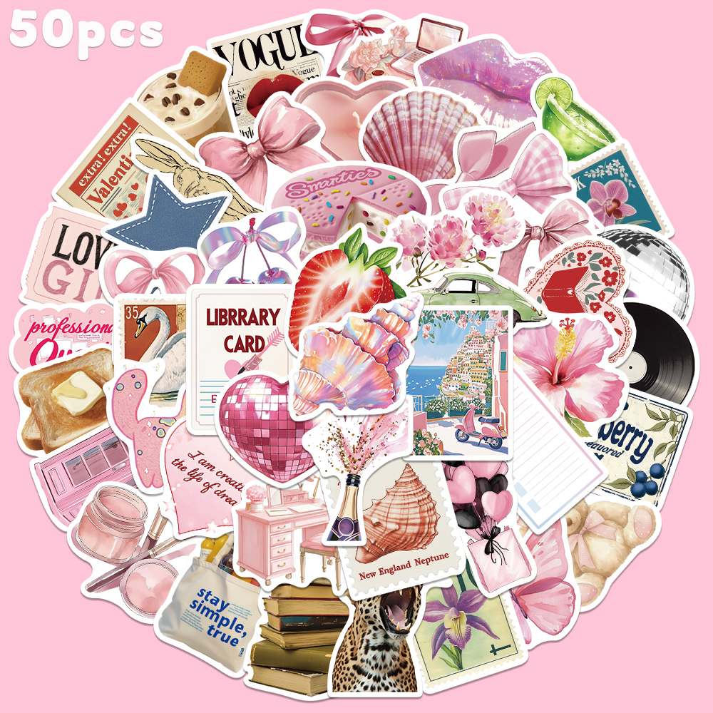 50pcs Pink Bow Sticker Fashion - Embroidery Wall Art 리뷰 및 가격