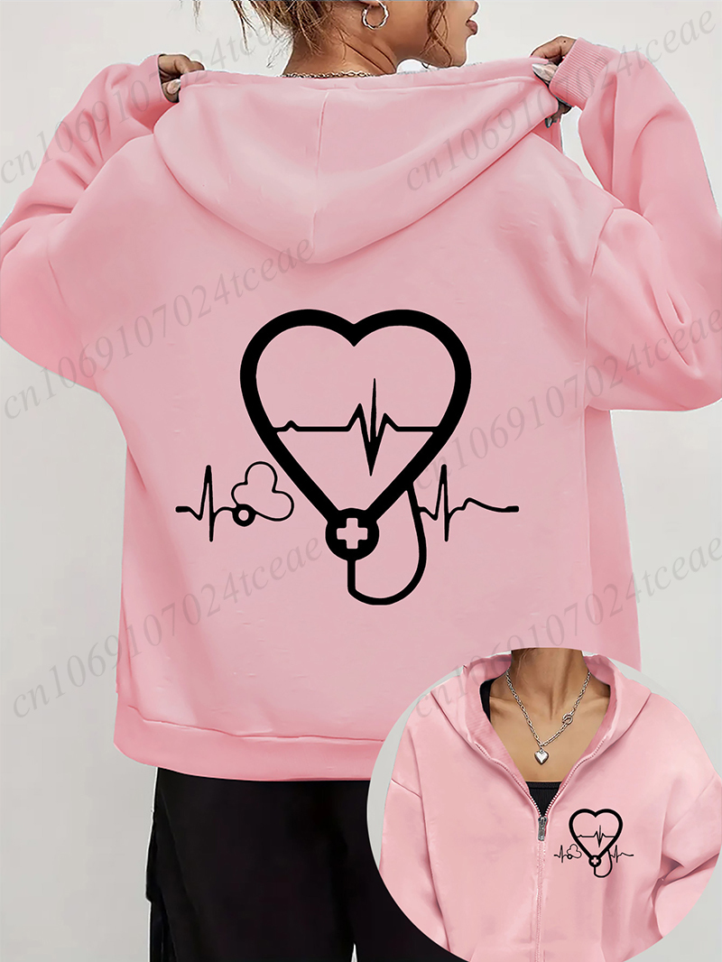 Women's Autumn Winter Hoodies  - Embroidery Zip Up Hoodie 리뷰 및 가격