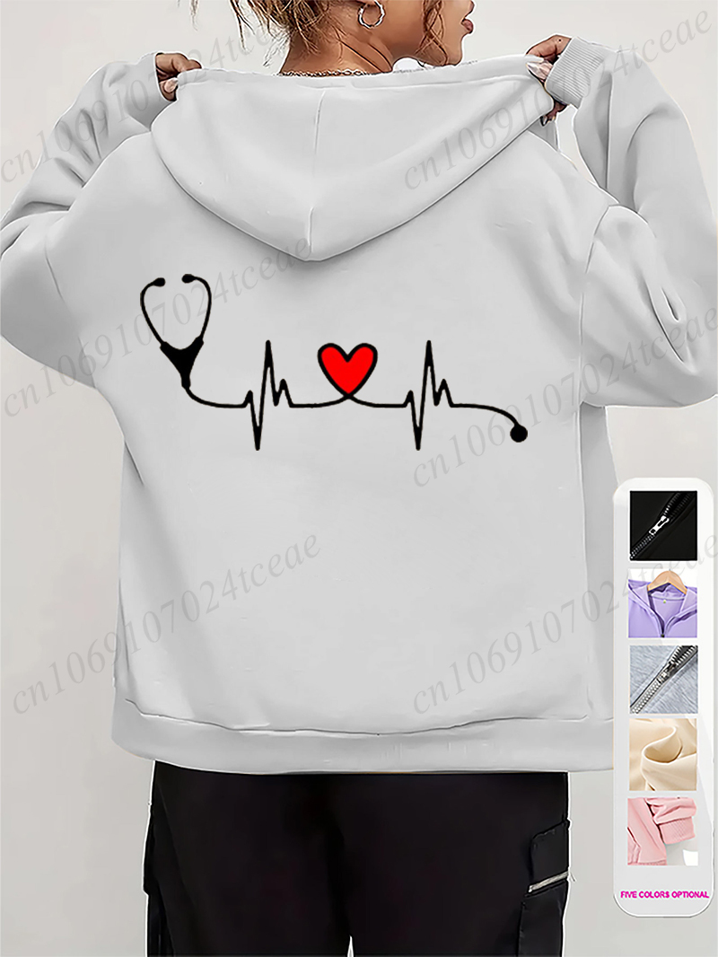 Women's Autumn Winter Hoodies  - Embroidery Zip Up Hoodie 리뷰 및 가격