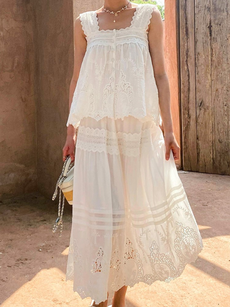 Bohemian White Square-neck Ves - Embroidery Vest 리뷰 및 가격