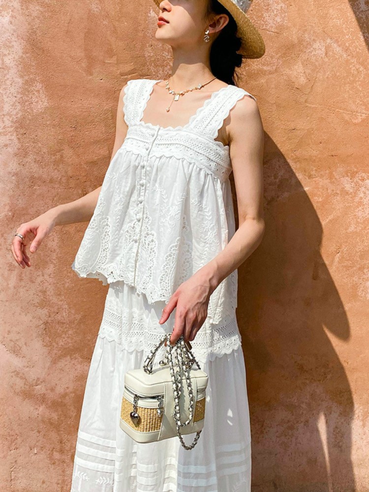 Bohemian White Square-neck Ves - Embroidery Vest 리뷰 및 가격