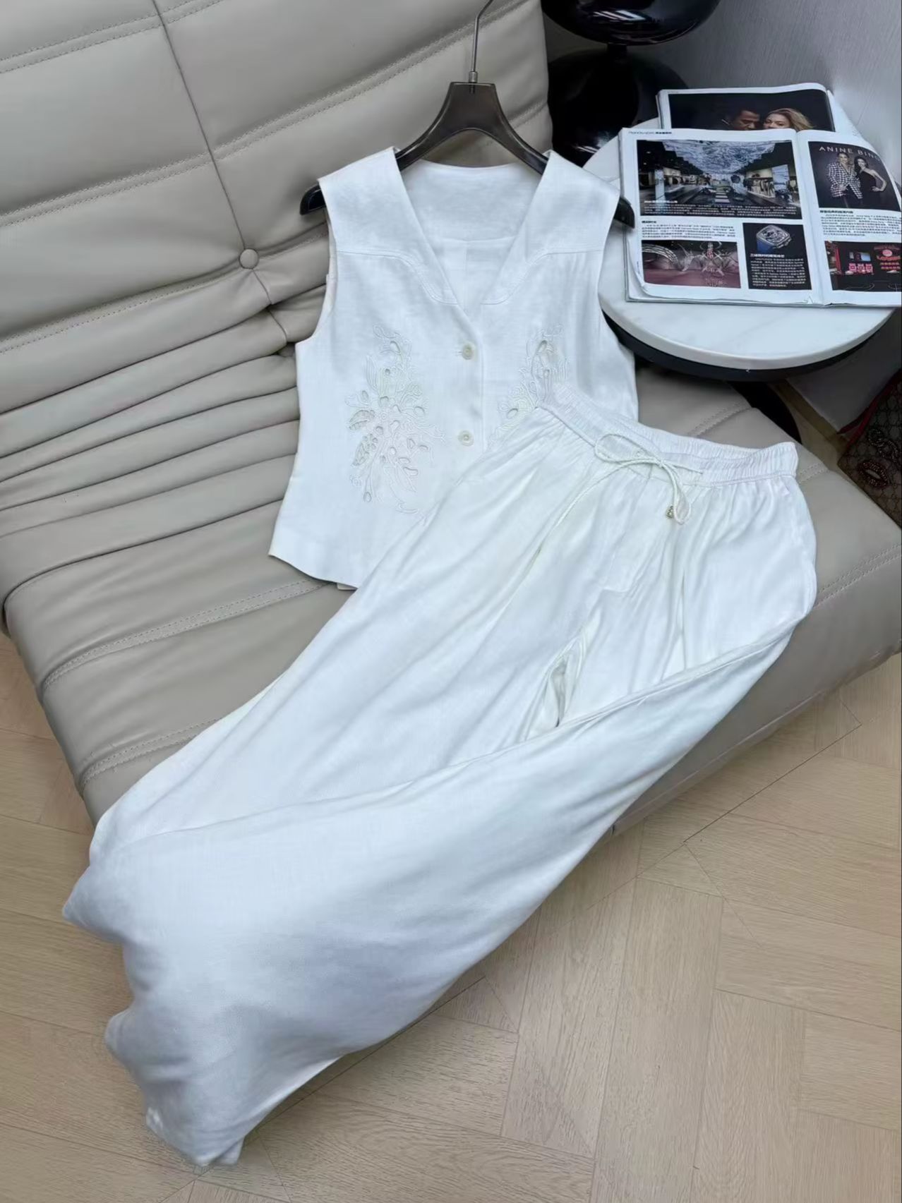 Elegant linen embroidered slee - Embroidery Vest 리뷰 및 가격