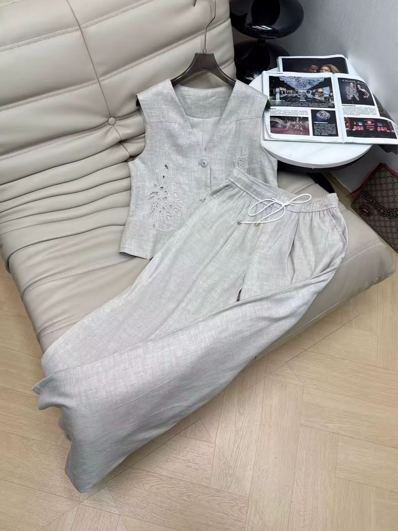 Elegant linen embroidered slee - Embroidery Vest 리뷰 및 가격