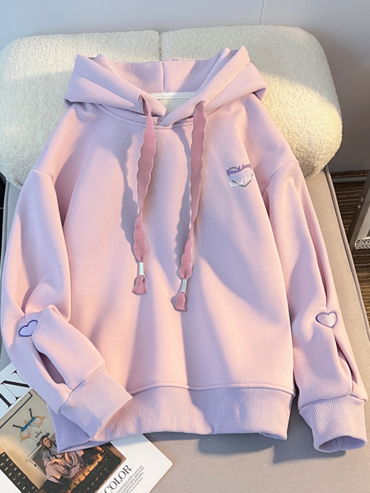 Thickened Hoodie Sweatshirt Gi - Embroidery Design Love 리뷰 및 가격