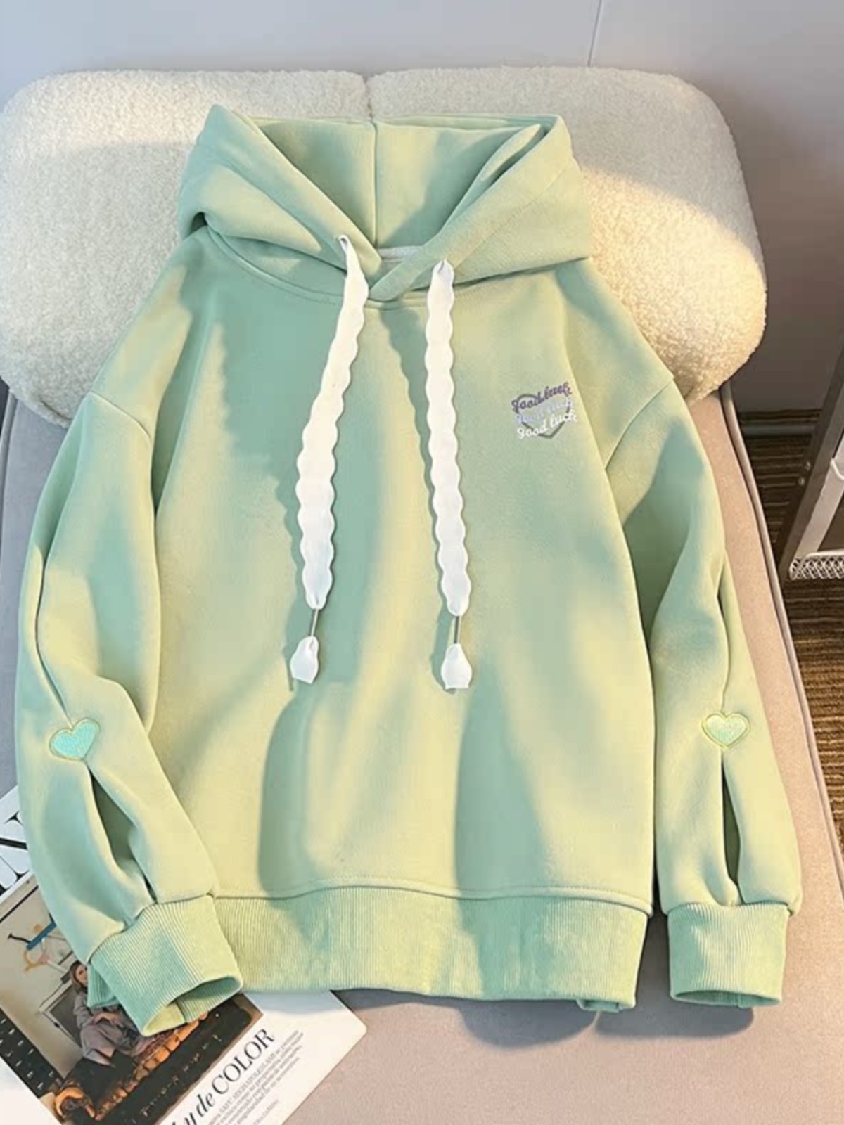 Thickened Hoodie Sweatshirt Gi - Embroidery Design Love 리뷰 및 가격