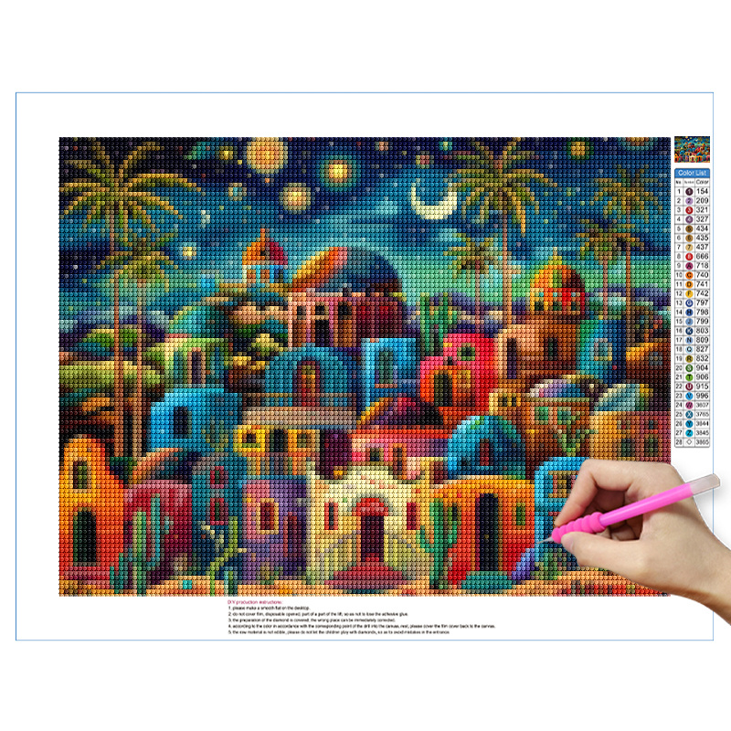 Frameless,Night View 5D Diamon - Embroidery Wall Art 리뷰 및 가격