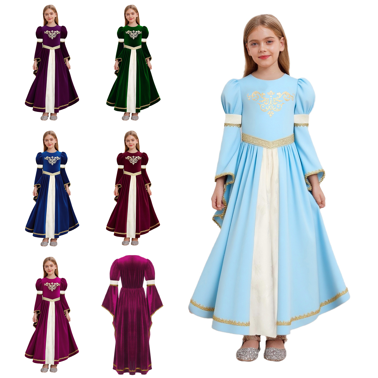 Kid Girls Medieval Princess Co - Embroidery Gold 리뷰 및 가격