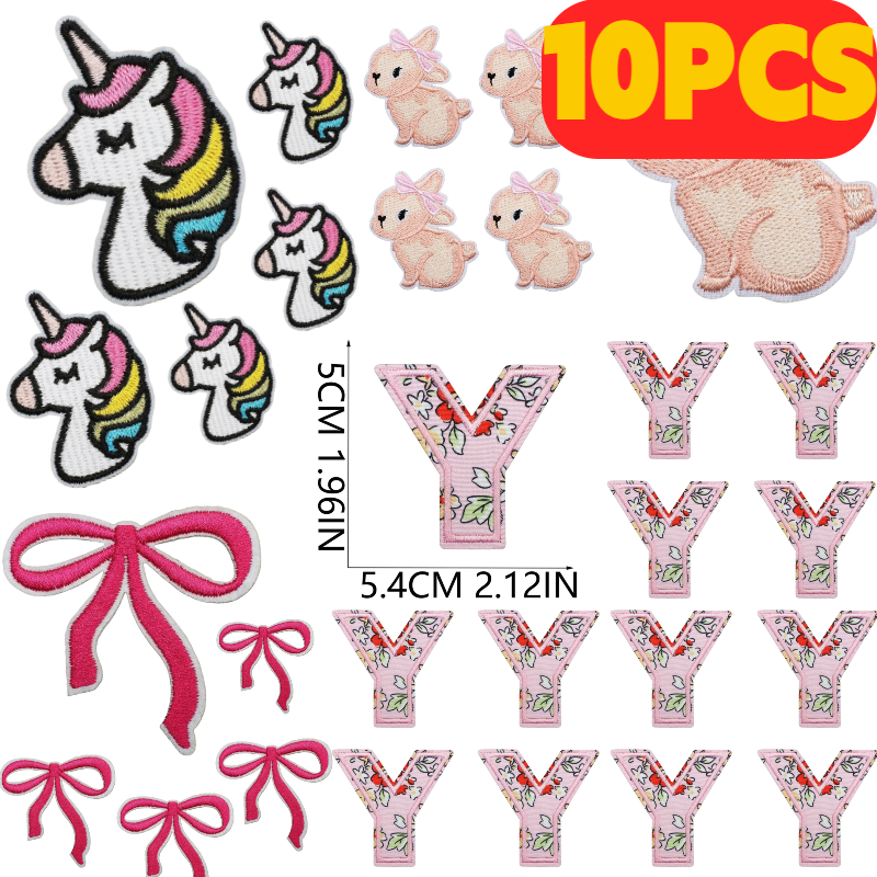 10PCS Pink Letter Cartoon Embr - Embroidery Alphabet Designs 리뷰 및 가격