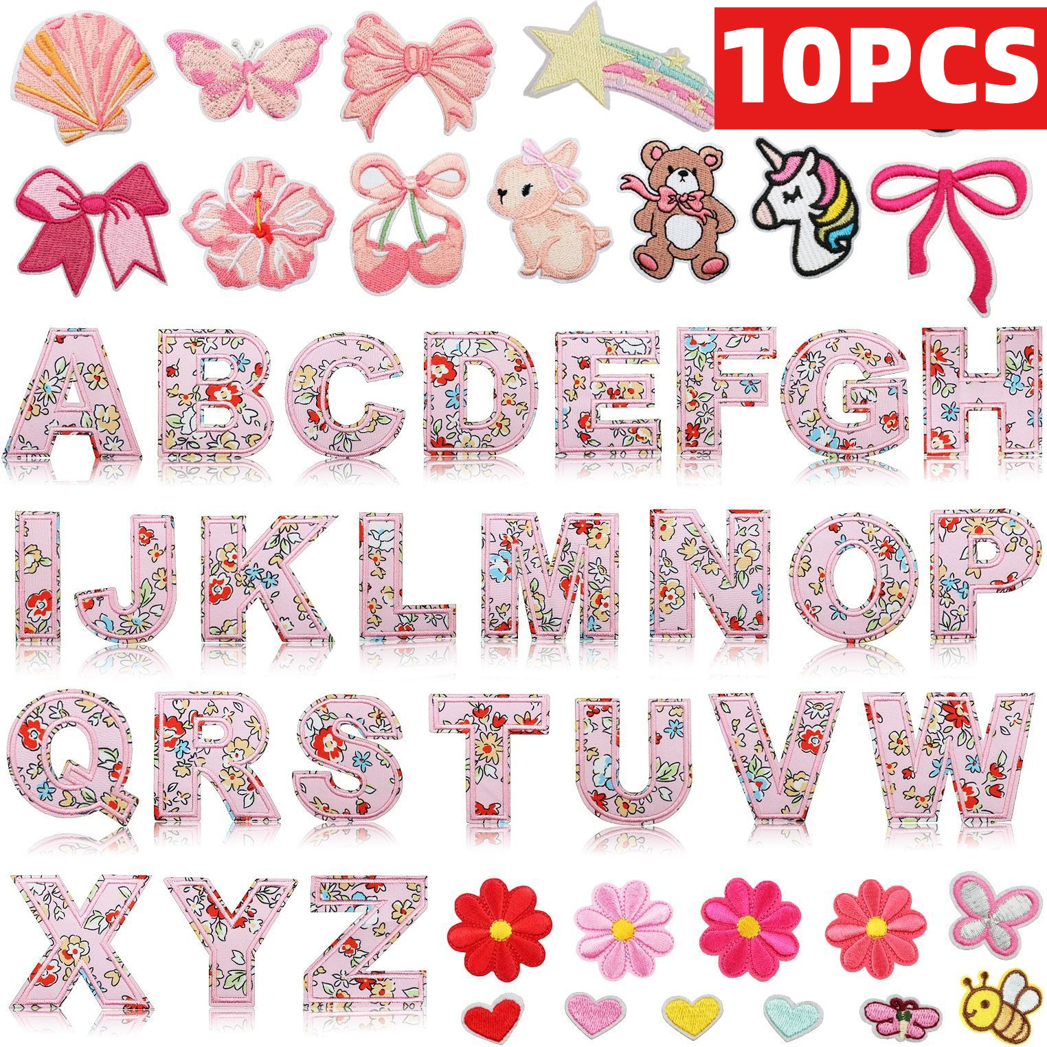10PCS Pink Letter Cartoon Embr - Embroidery Alphabet Designs 리뷰 및 가격