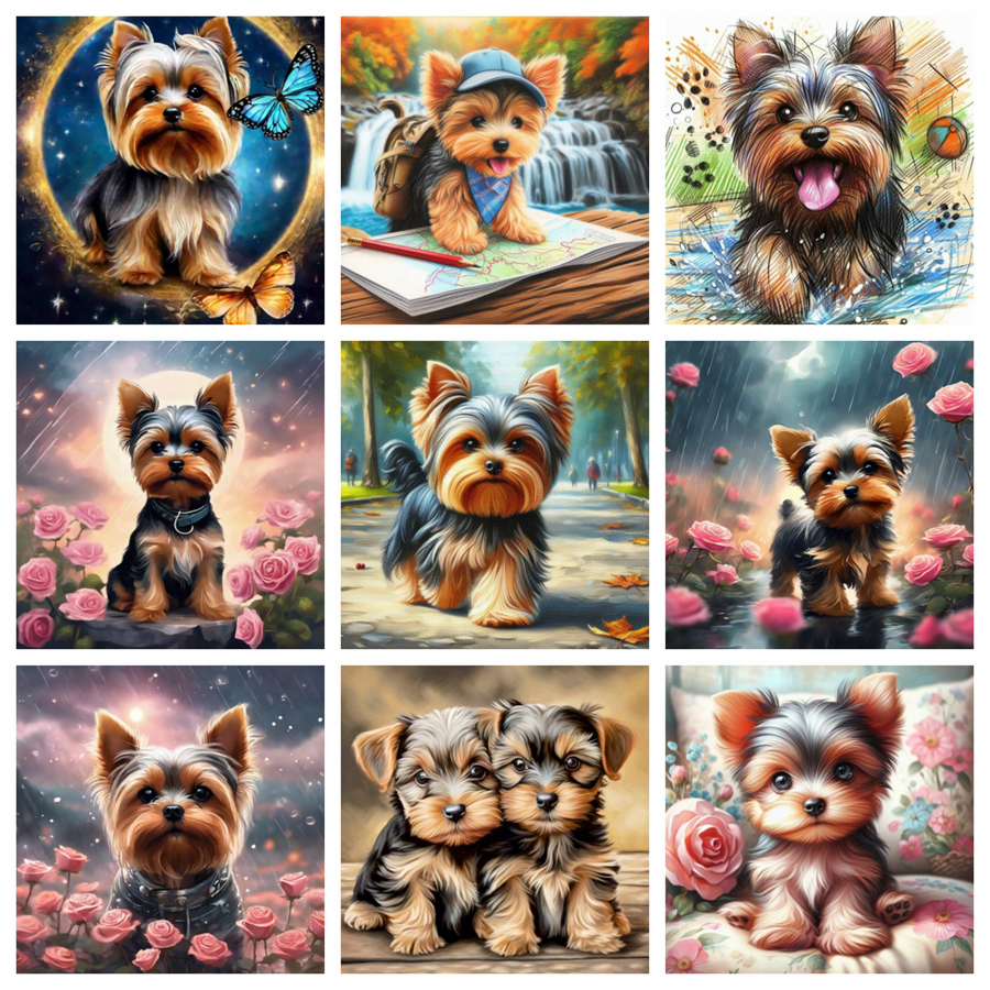 Yorkshire Terrier Dog 5D DIY D - Embroidery Handicraft 리뷰 및 가격