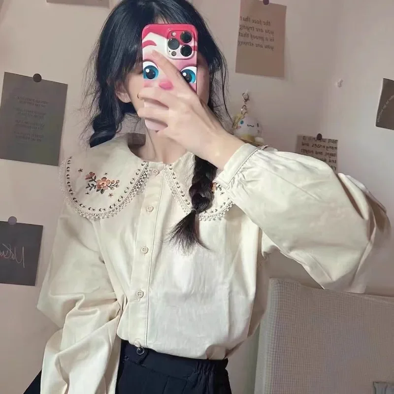 Shirts Women Japan Style Embro - Embroidery Design Love 리뷰 및 가격