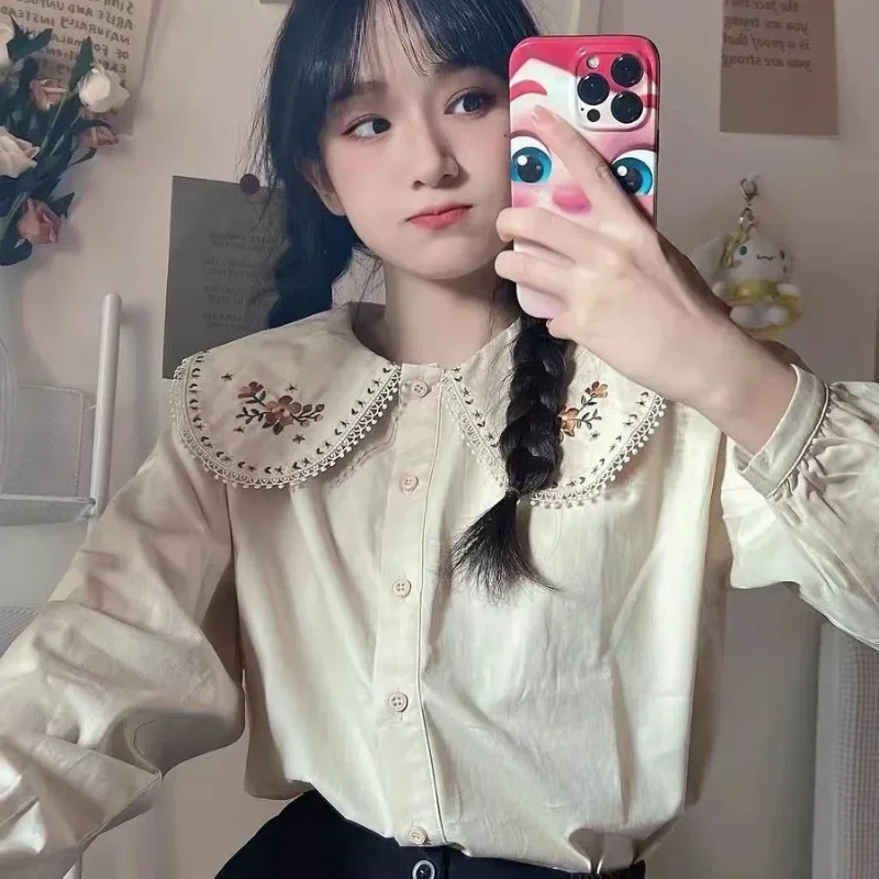Shirts Women Japan Style Embro - Embroidery Design Love 리뷰 및 가격