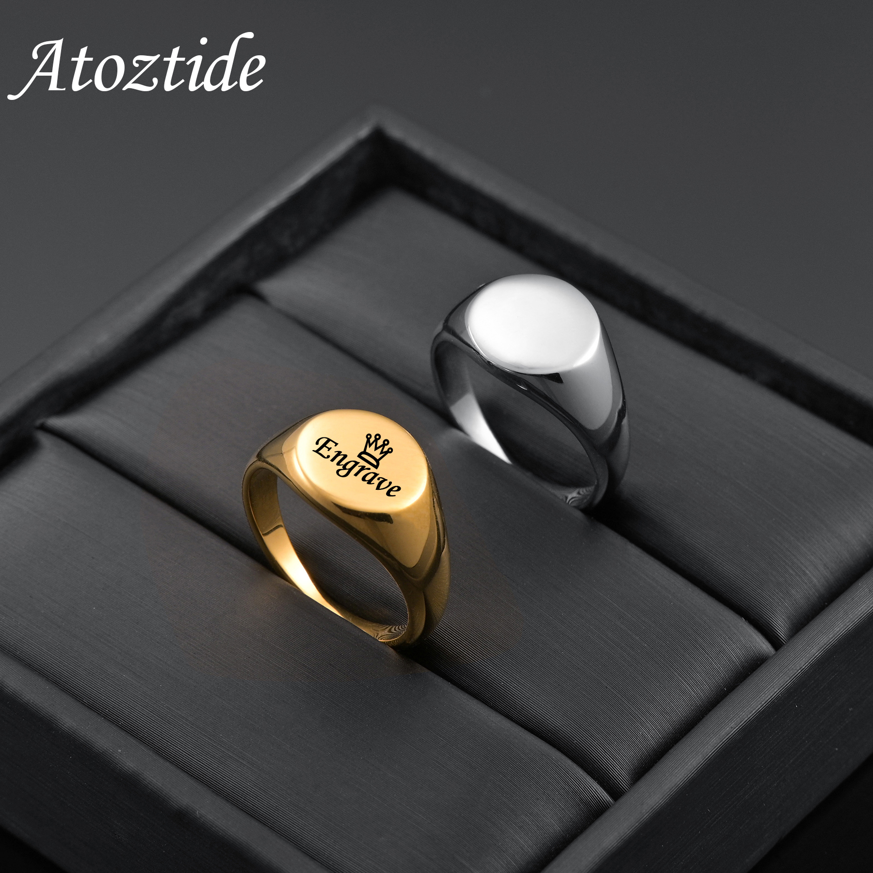Atoztide Custom Engraved Ring  - Embroidery Alphabet 리뷰 및 가격