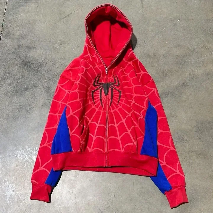 Men Spider Print Hoodies Women - Embroidery Zip Up Hoodie 리뷰 및 가격