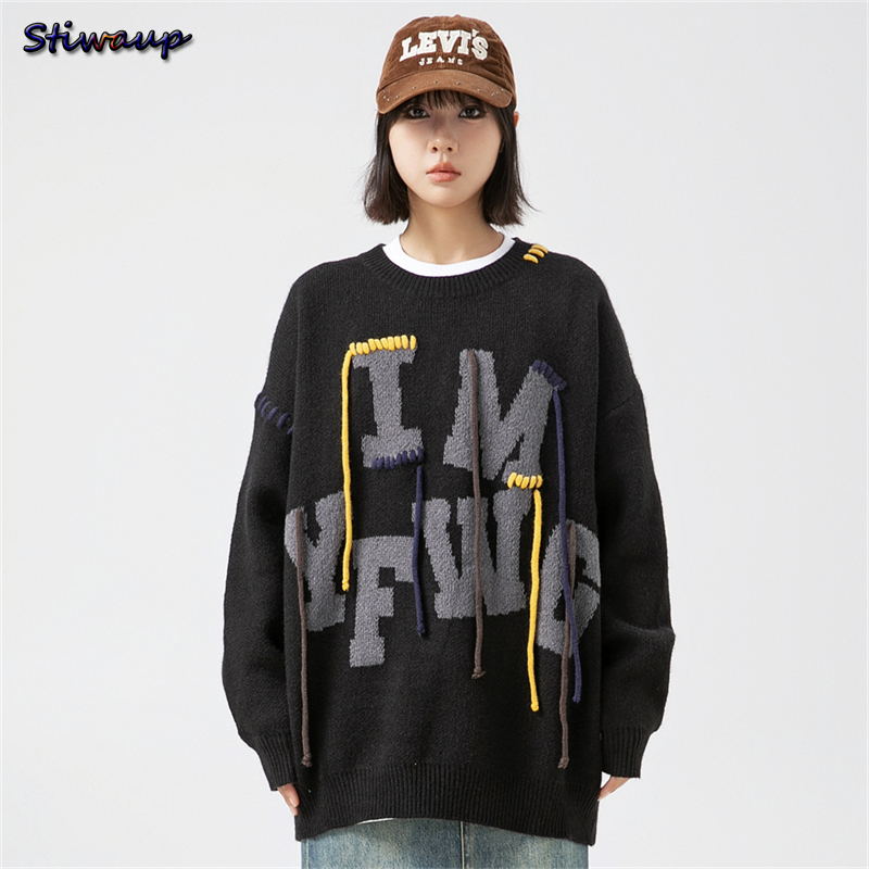 Ladies Oversize Sweater Woman  - Embroidery Alphabet Designs 리뷰 및 가격
