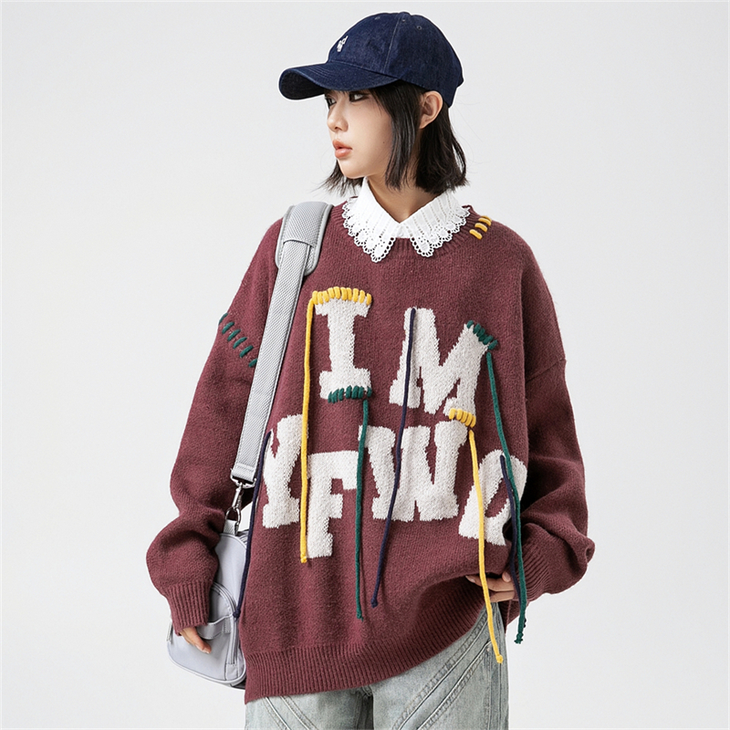 Ladies Oversize Sweater Woman  - Embroidery Alphabet Designs 리뷰 및 가격