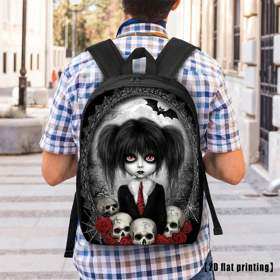Gothic Skull And Rose Print Ba - Embroidery Gothic 리뷰 및 가격