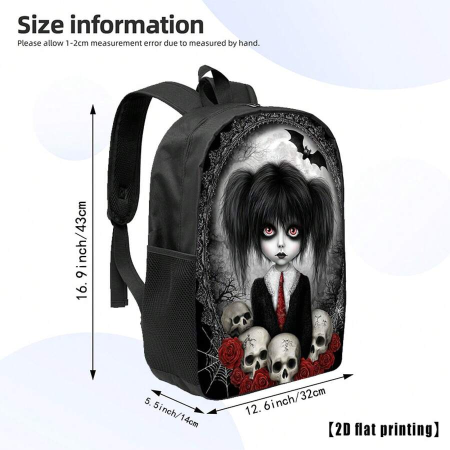 Gothic Skull And Rose Print Ba - Embroidery Gothic 리뷰 및 가격