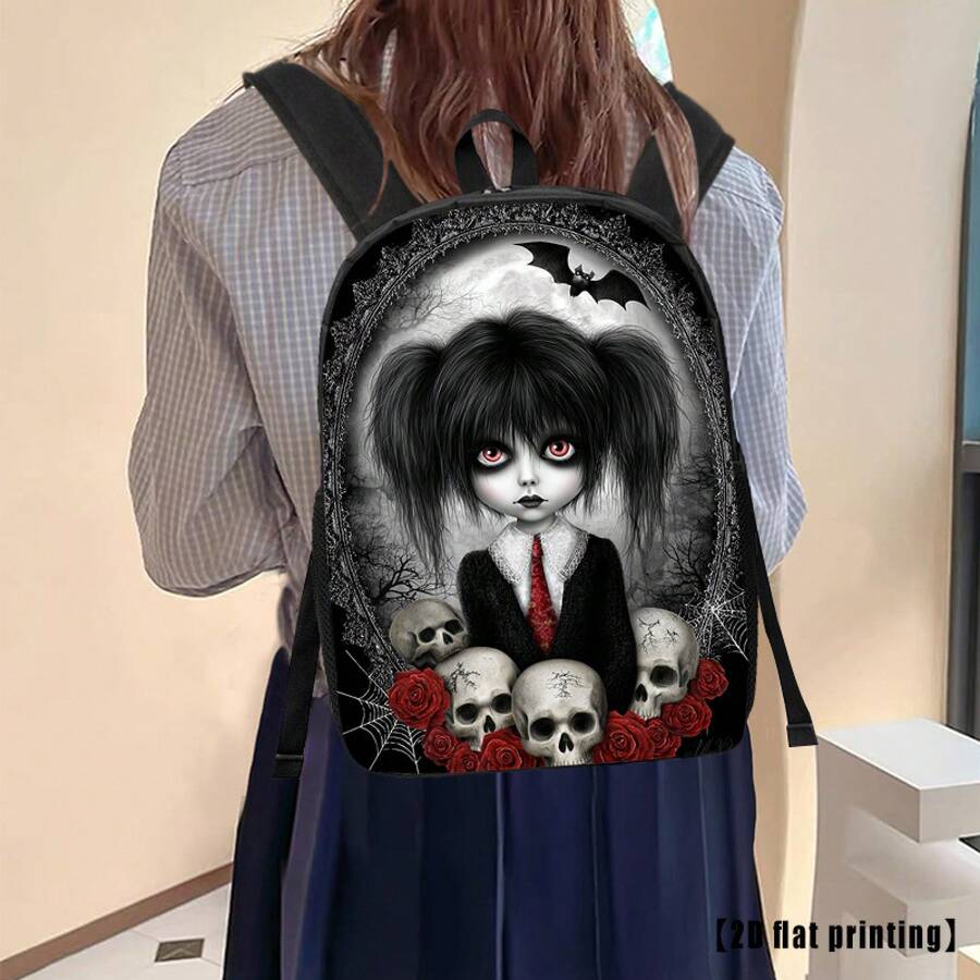 Gothic Skull And Rose Print Ba - Embroidery Gothic 리뷰 및 가격