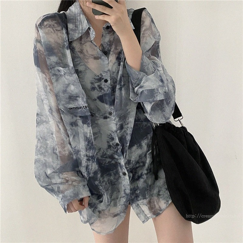 Shirts Women Fashion Tie Dye H - Embroidery Gothic 리뷰 및 가격