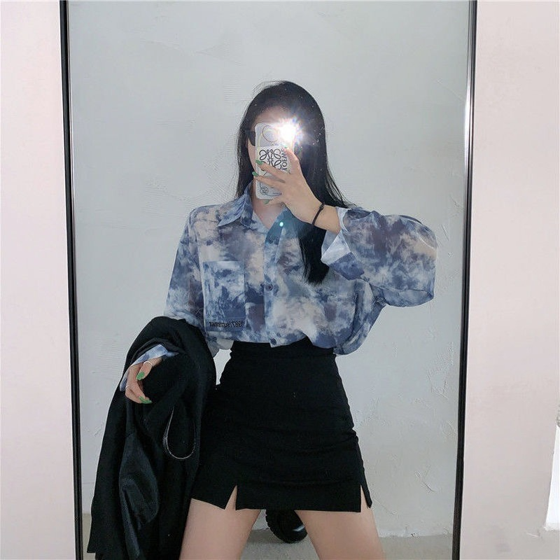 Shirts Women Fashion Tie Dye H - Embroidery Gothic 리뷰 및 가격