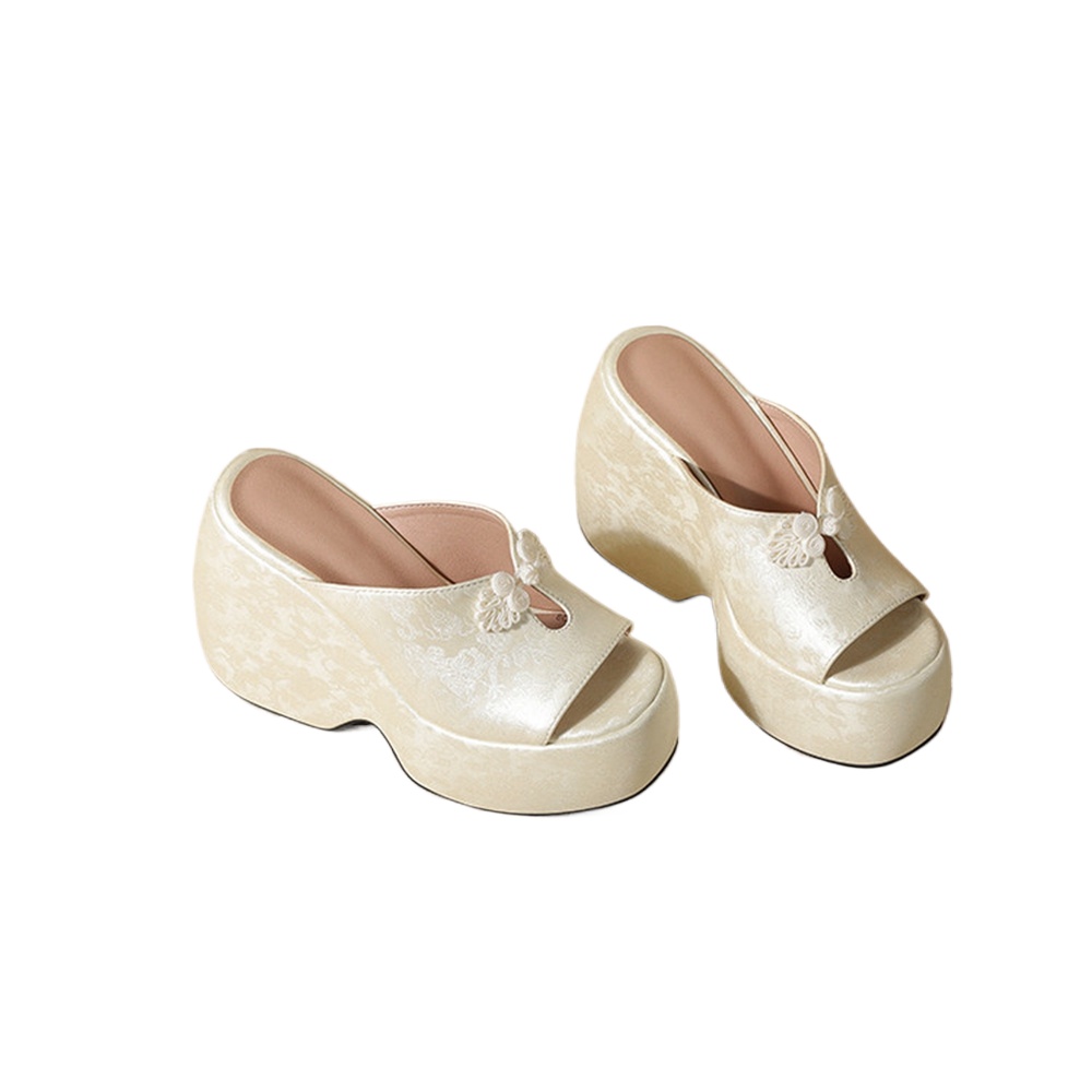Women Wedge Heel Mules Slipper - Embroidery Ai 리뷰 및 가격