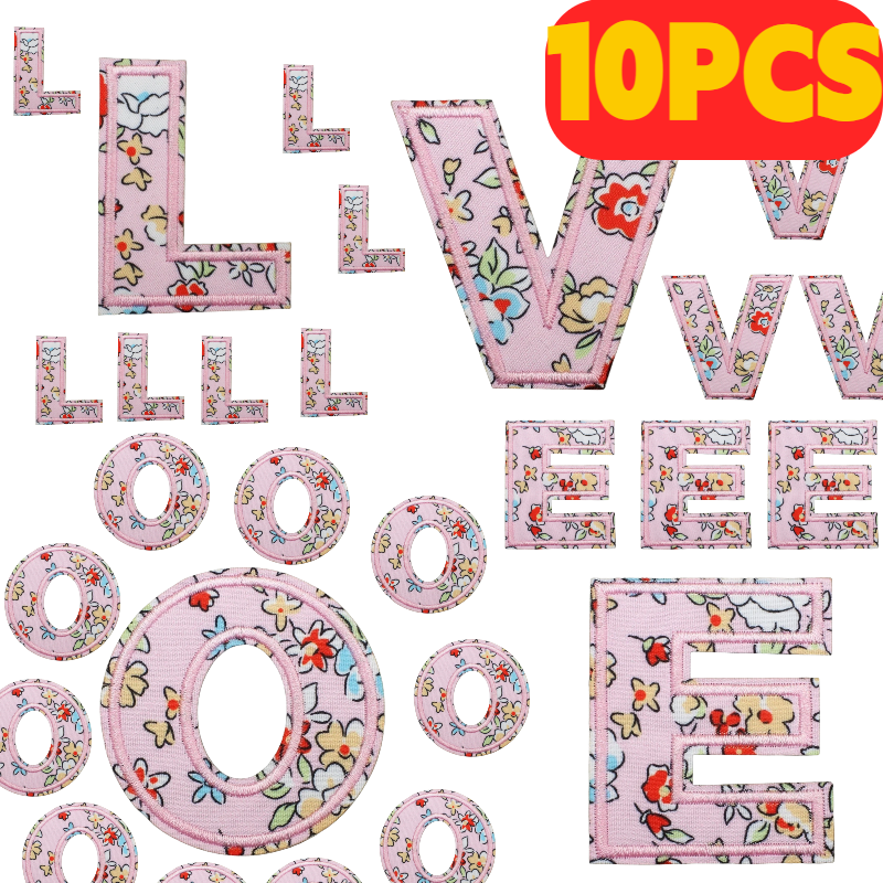 10PCS Pink Pattern Letter Embr - Embroidery Alphabet Designs 리뷰 및 가격