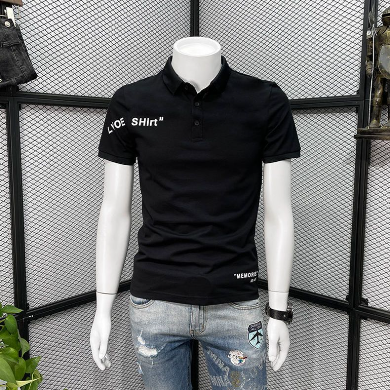 With Collar Tee Shirt for Men  - Embroidery Alphabet Designs 리뷰 및 가격